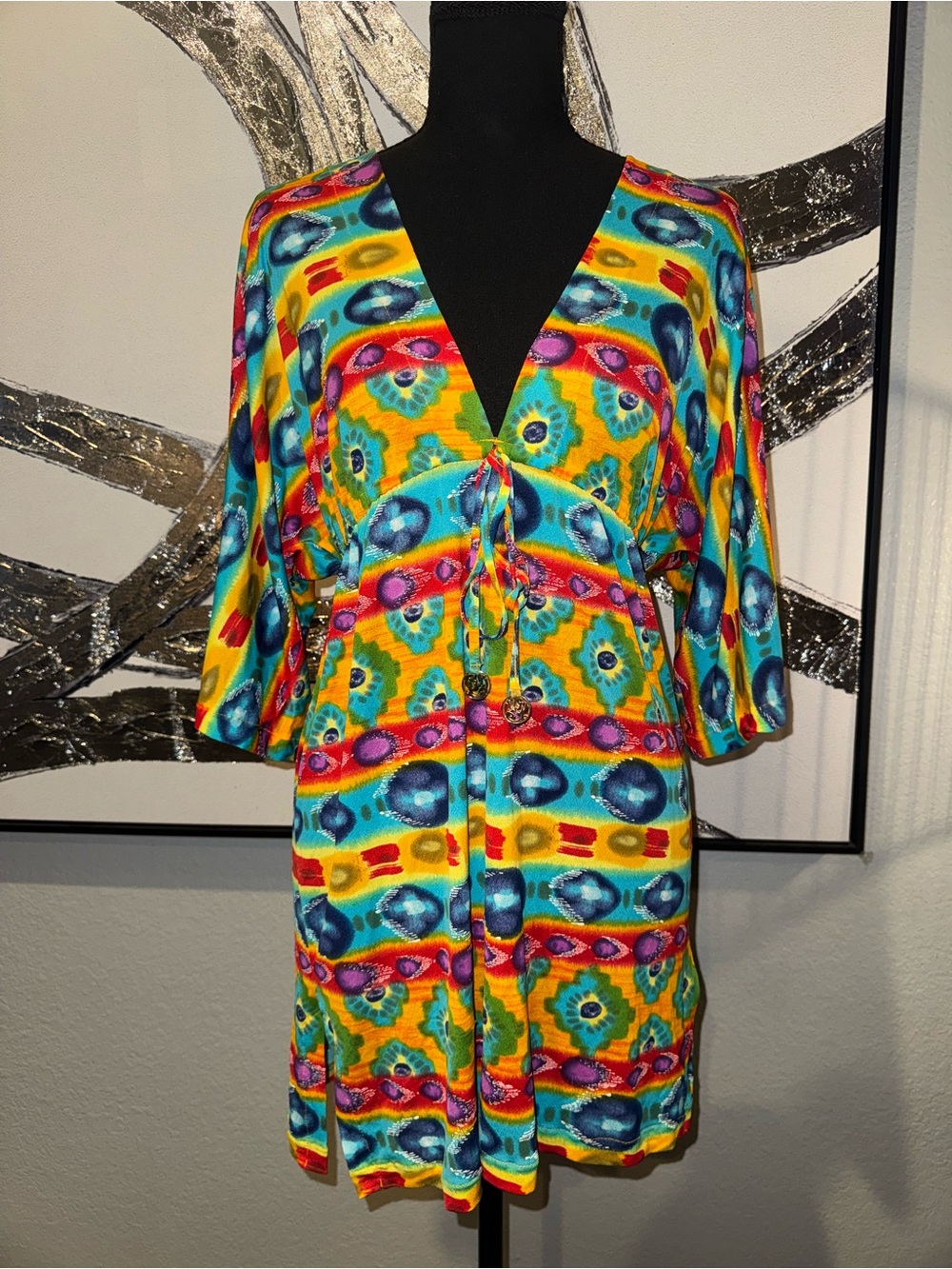 Luli Fama Multicolor Tie-Front Cover-Up